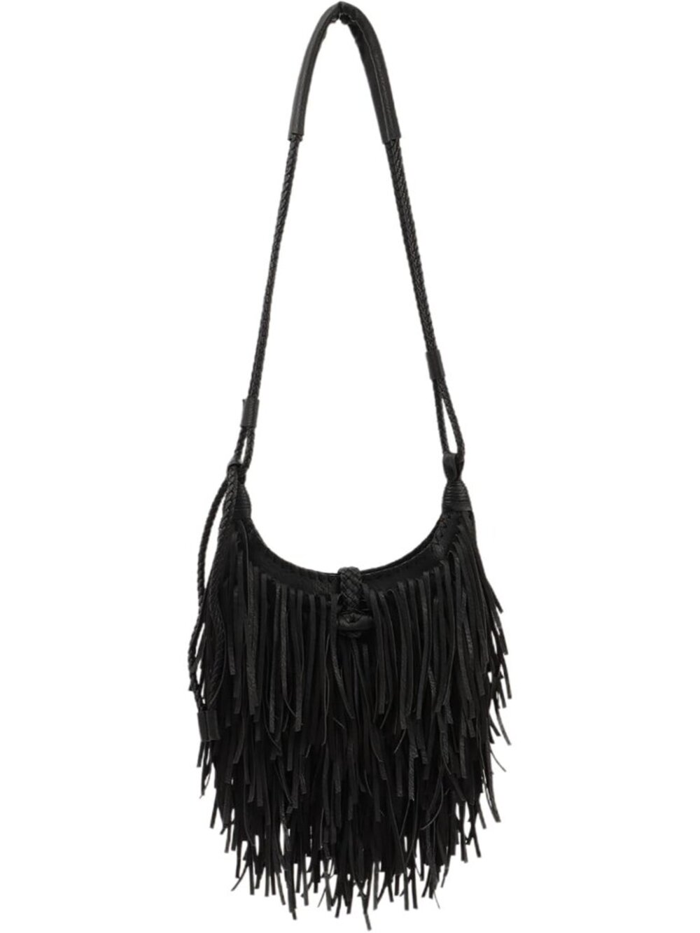 Vintage Fringe hobo bags for Women Vegan Faux Suede Leather Tassel Crossbody Bag - Picture 3 of 9